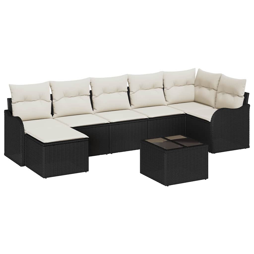 Gartensofa-set 8 stk. Schwarz und Weiß Poly-Rattan