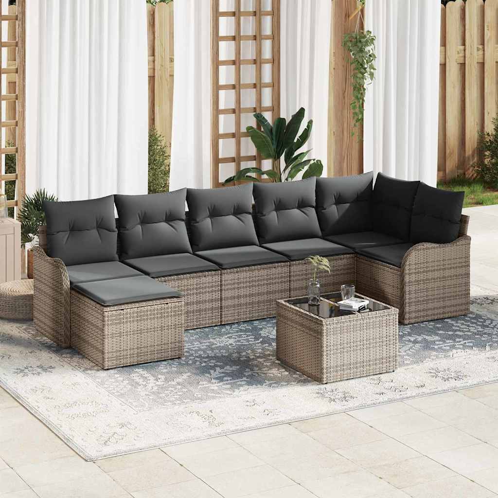 Gartensofa-set 8 stk. Grau Poly-Rattan