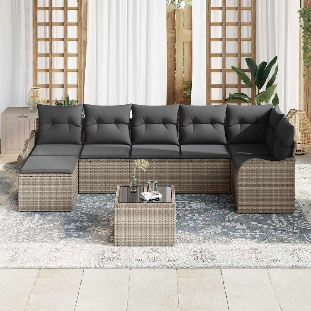 Gartensofa-set 8 stk. Grau Poly-Rattan