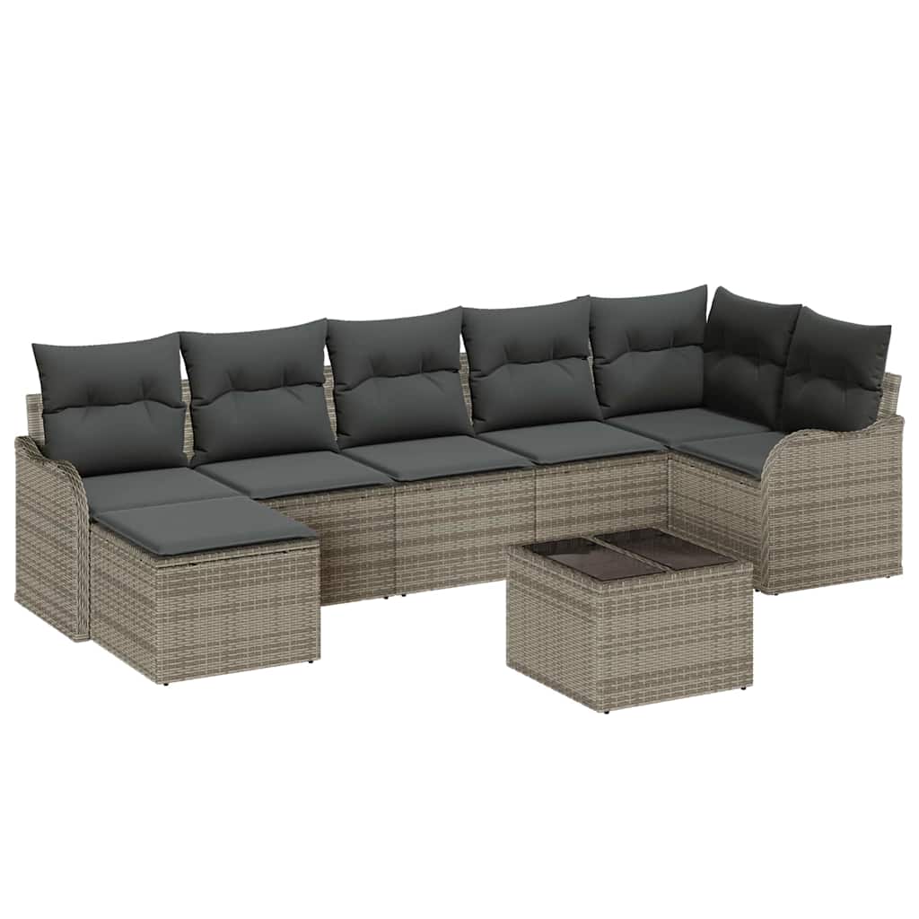 Gartensofa-set 8 stk. Grau Poly-Rattan
