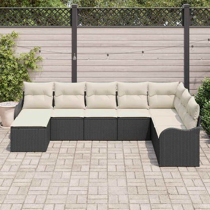 Gartensofa-set 8 stk. Schwarz und Weiß Poly-Rattan