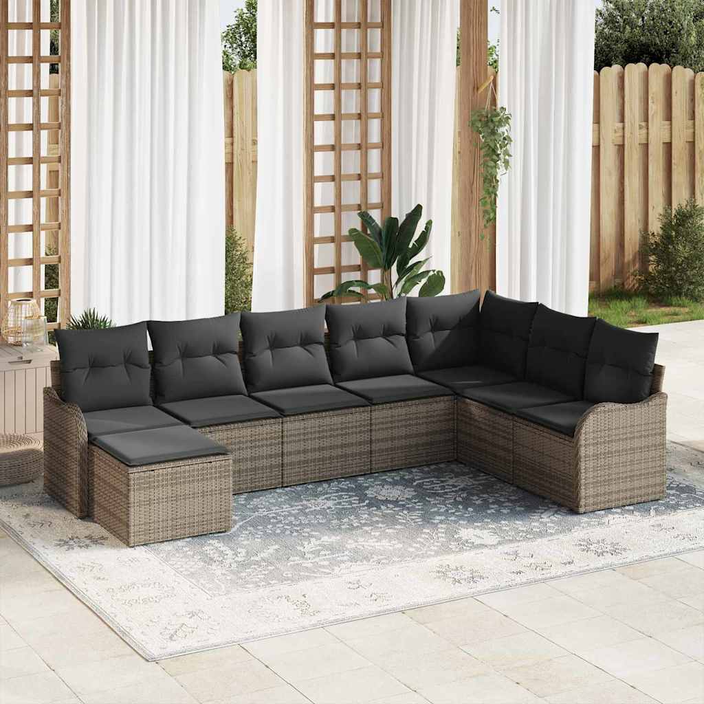 Gartensofa-set 8 stk. Grau Poly-Rattan