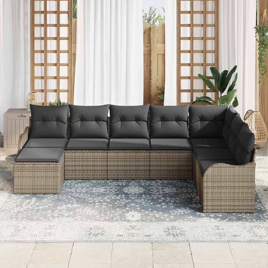 Gartensofa-set 8 stk. Grau Poly-Rattan