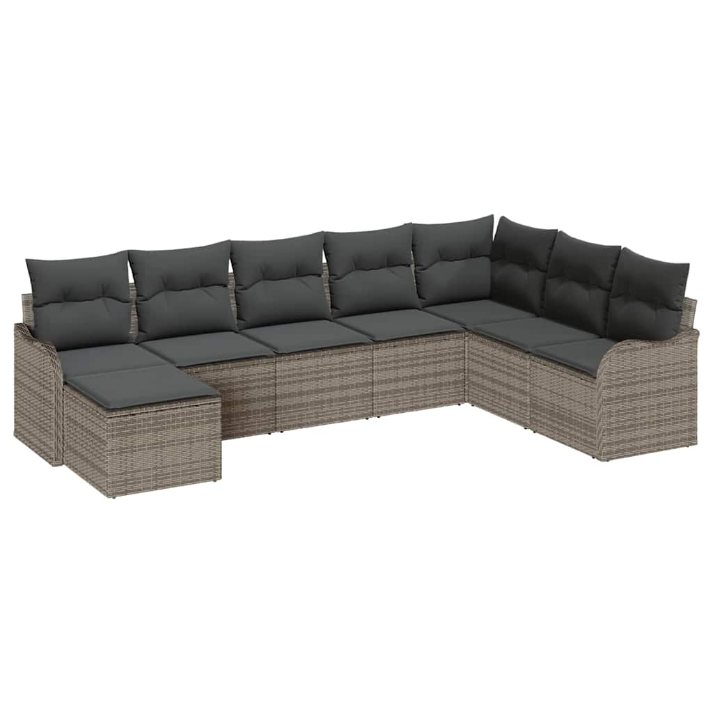Gartensofa-set 8 stk. Grau Poly-Rattan