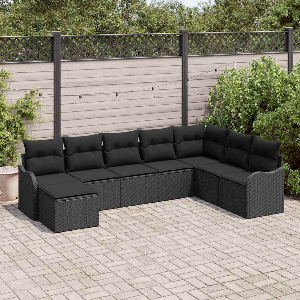 Gartensofa-set 8 stk. Schwarz Poly-Rattan