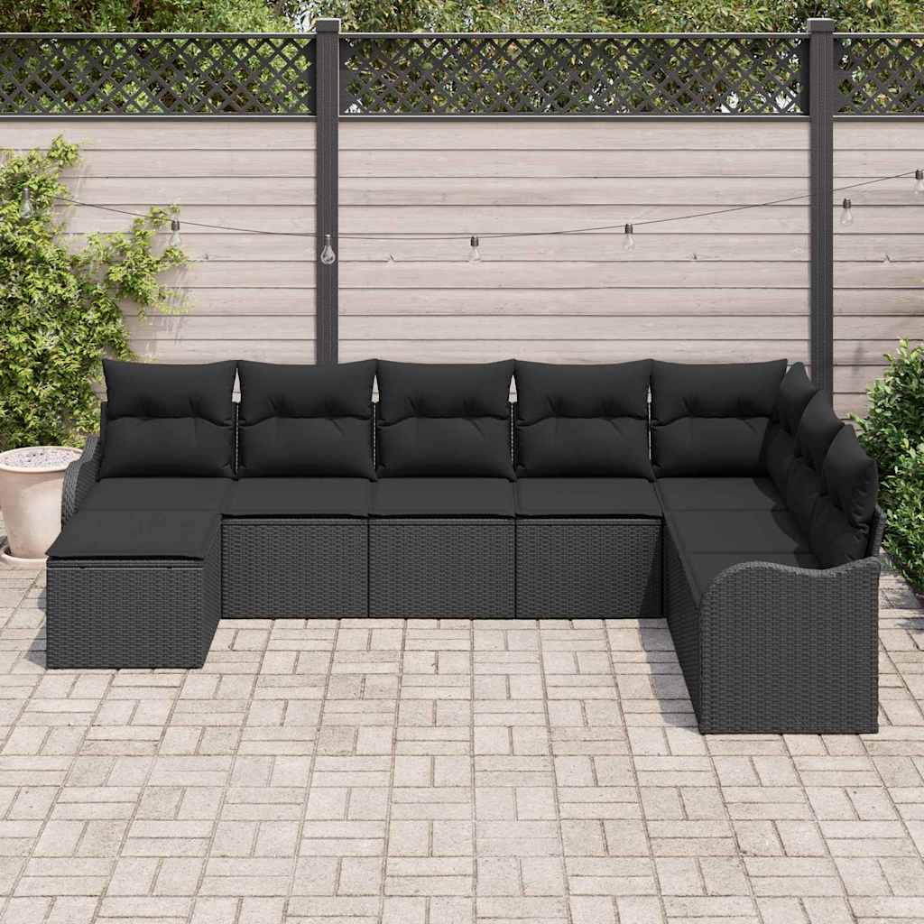 Gartensofa-set 8 stk. Schwarz Poly-Rattan