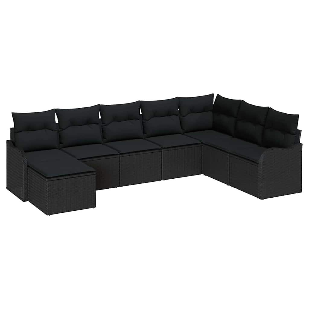 Gartensofa-set 8 stk. Schwarz Poly-Rattan