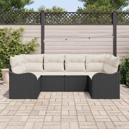 Garten-Sofa-Set 6 stk. Schwarz und Weiß Poly Rattan