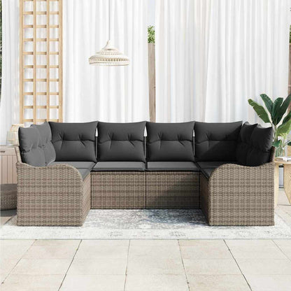 Garten-Sofa-Set 6 stk. Grau Poly Rattan