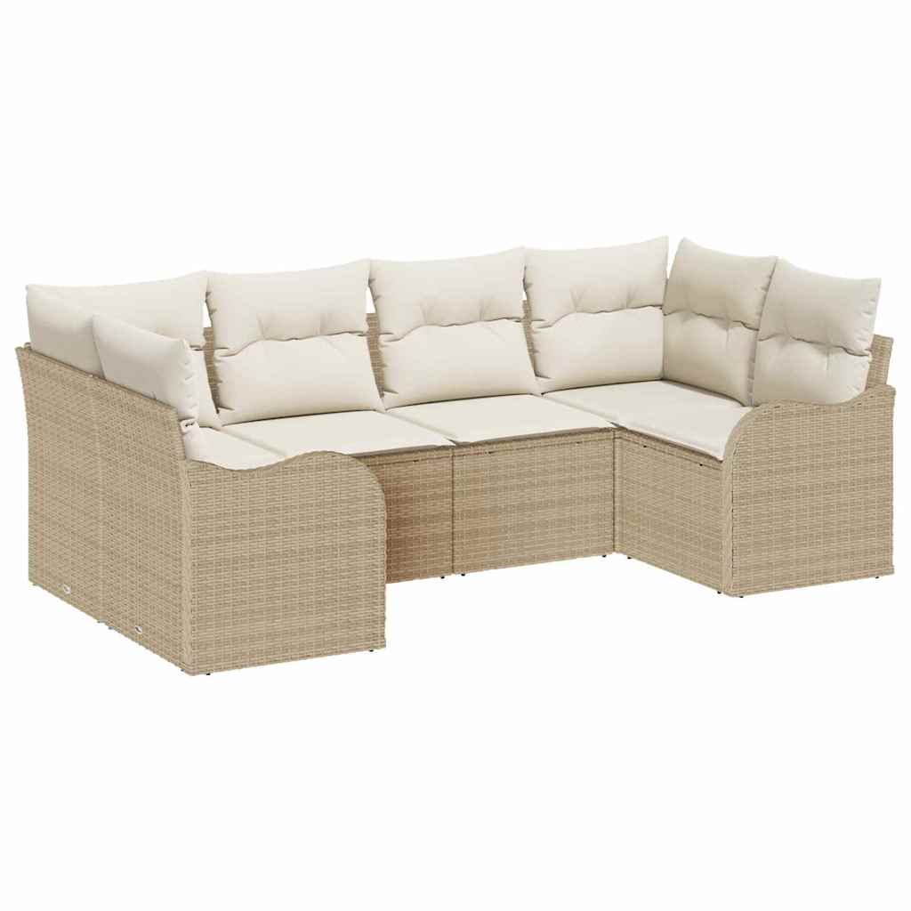 Garten-Sofa-Set 6 stk. Beige und Weiß Poly Rattan