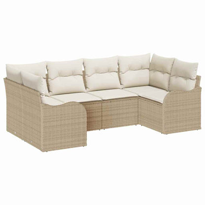 Garten-Sofa-Set 6 stk. Beige und Weiß Poly Rattan