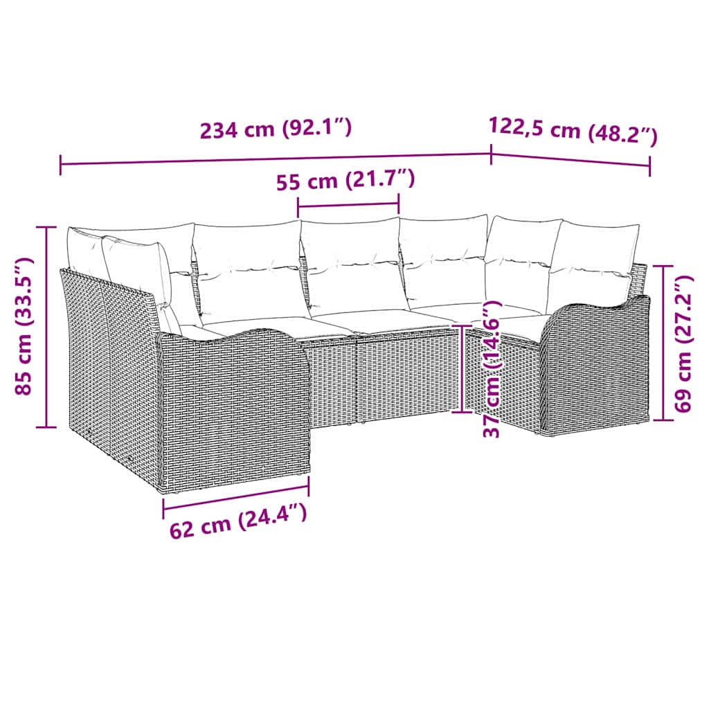 Garten-Sofa-Set 6 stk. Beige und Weiß Poly Rattan