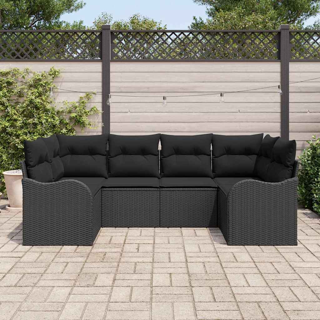 Garten-Sofa-Set 6 stk. Schwarz Poly Rattan