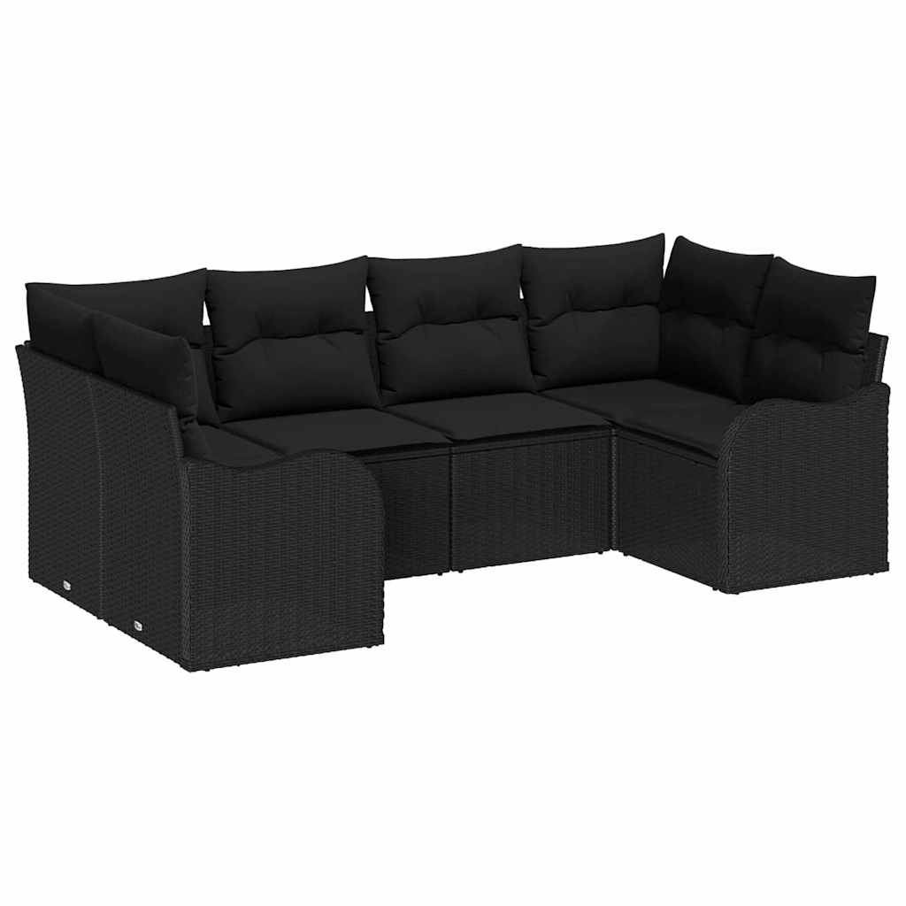 Garten-Sofa-Set 6 stk. Schwarz Poly Rattan