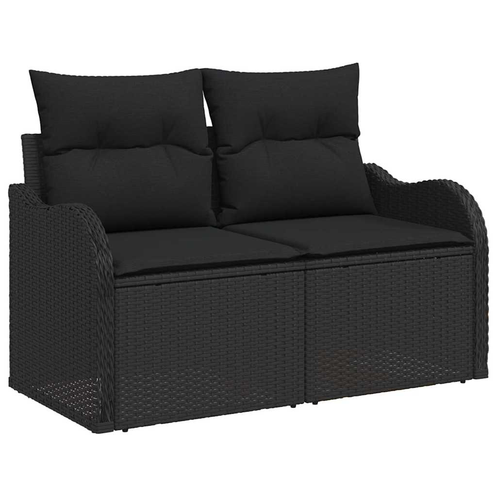 Garten-Sofa-Set 7 stk. Schwarz Poly Rattan