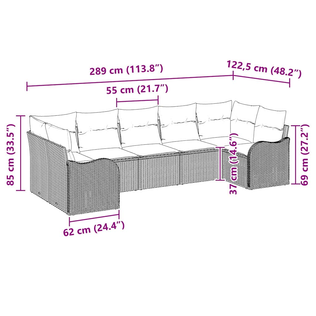 Garten-Sofa-Set 7 stk. Schwarz Poly Rattan