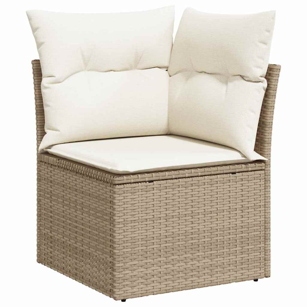 Gartensofa-set 10 stk. Beige und Weiß Poly-Rattan