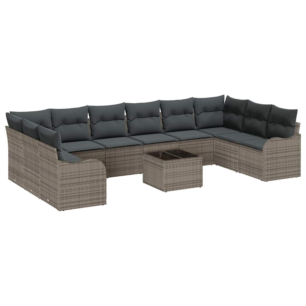 Gartensofa-set 11 stk. Grau Poly-Rattan
