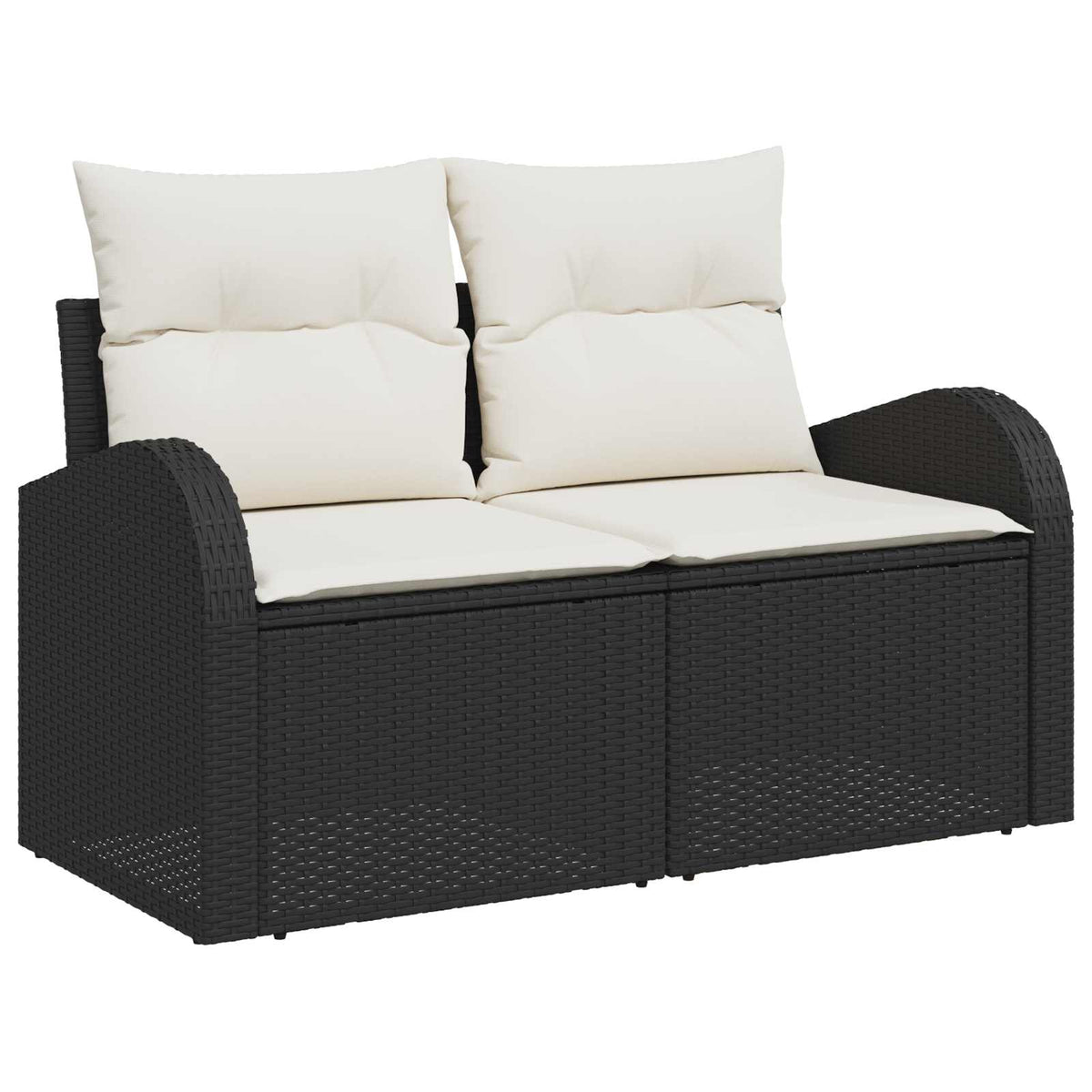 Gartensofa-set 5 pcs 4-Seater Schwarz und Creme Poly-Rattan