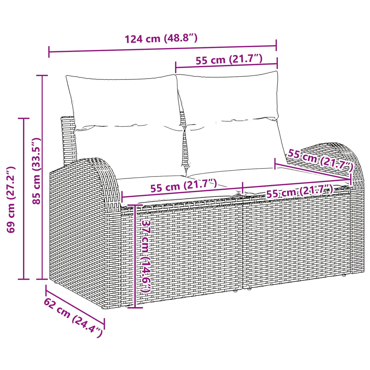 Gartensofa-set 5 pcs 4-Seater Schwarz und Creme Poly-Rattan