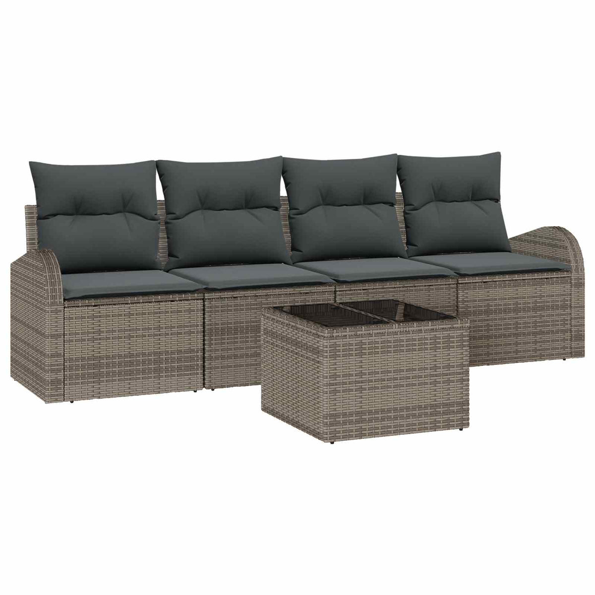 Gartensofa-set 5 pcs 4-Seater Grau Poly-Rattan