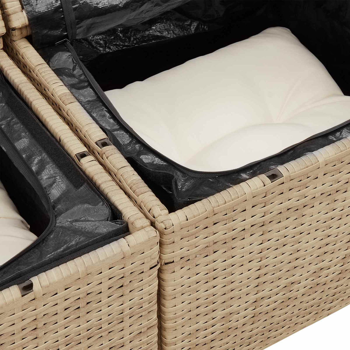 Gartensofa-set 5 pcs 4-Seater Beige und Creme Poly-Rattan