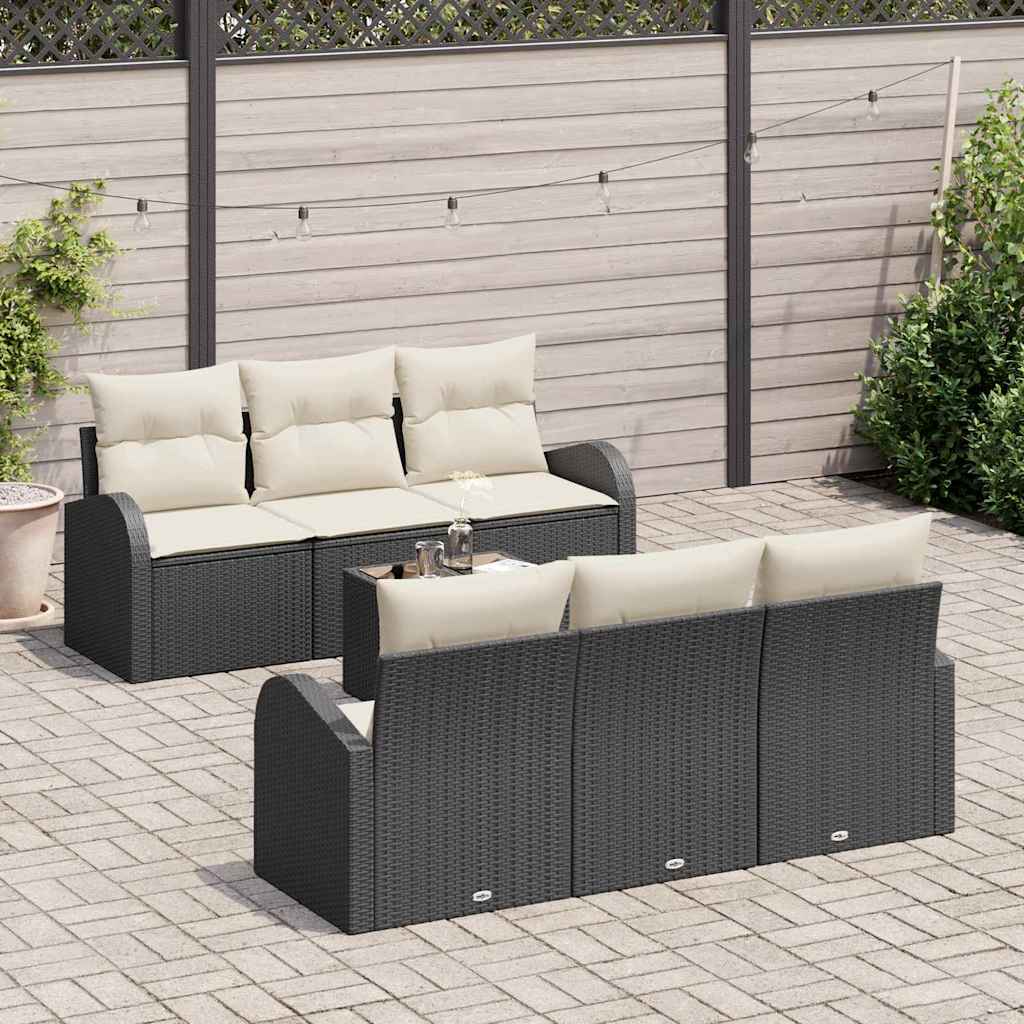 Gartensofa-set 7 stk. 6-Sitzanzahl Schwarz und Creme