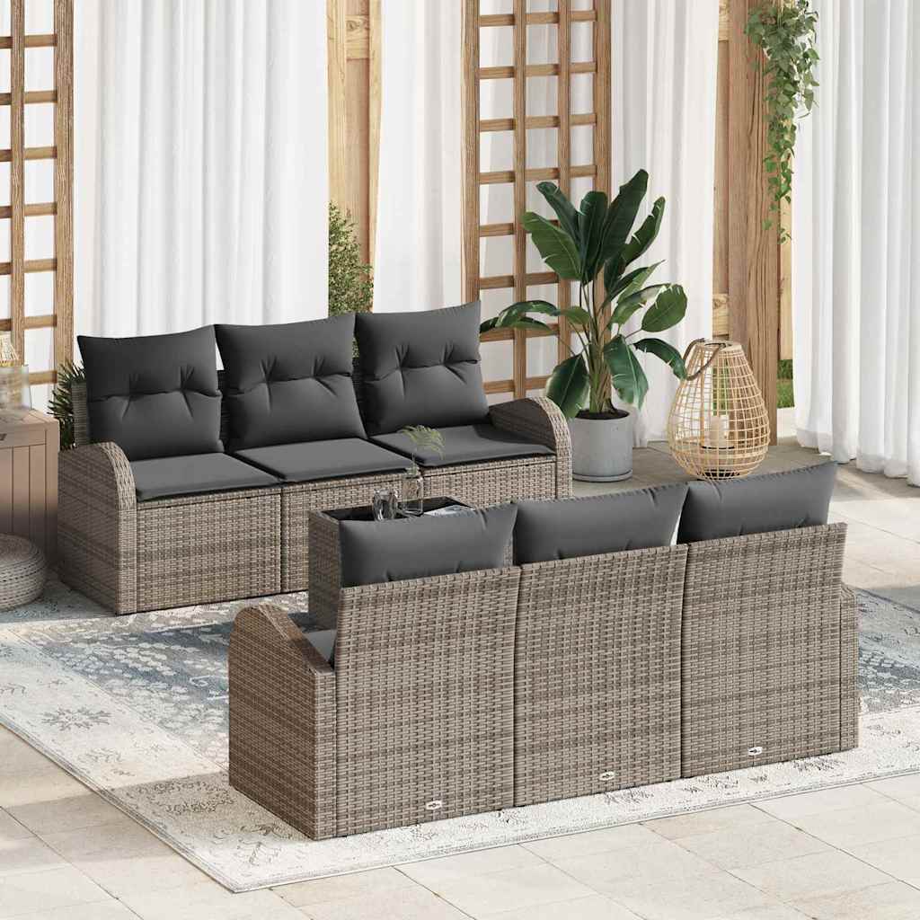 Gartensofa-set 7 stk. 6-Sitzanzahl Grau Poly-Rattan