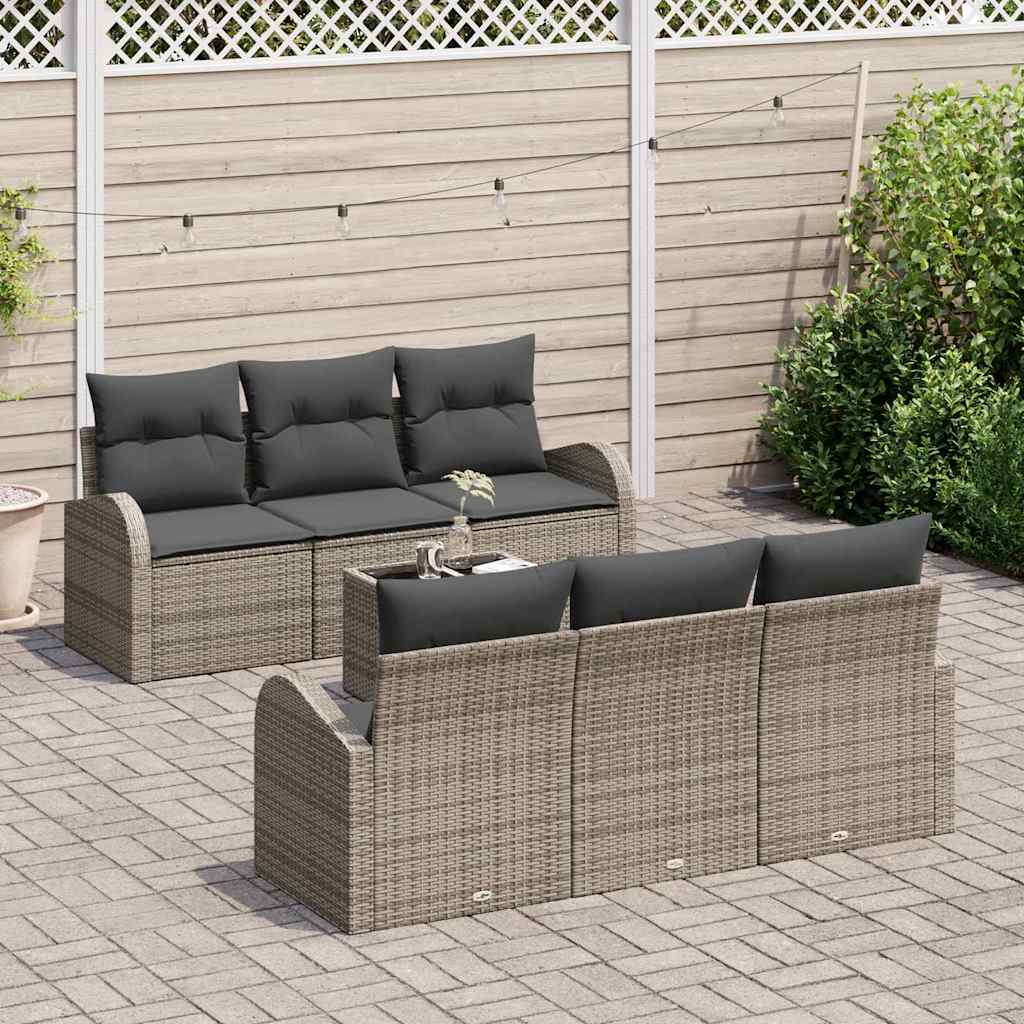 Gartensofa-set 7 stk. 6-Sitzanzahl Grau Poly-Rattan