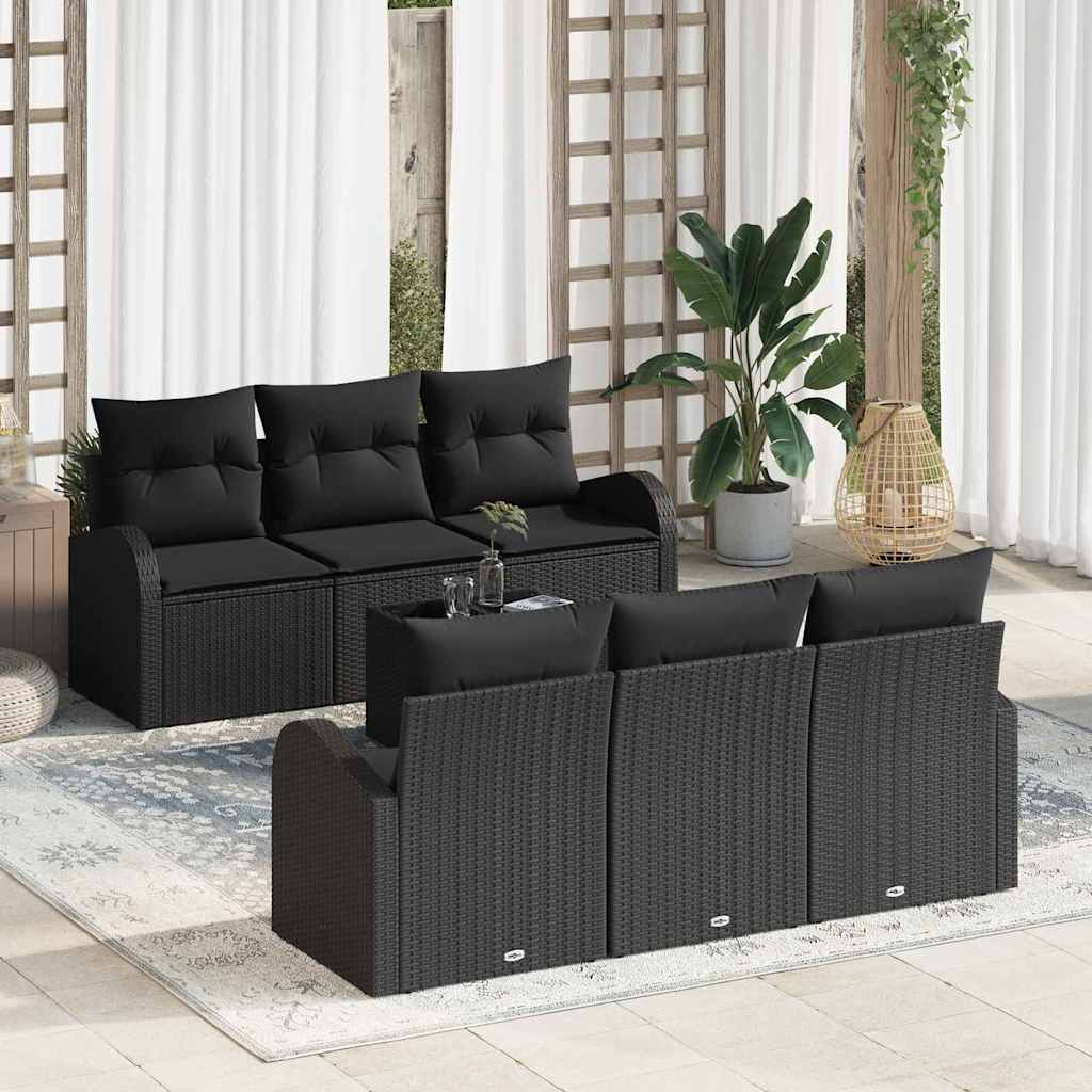 Gartensofa-set 7 stk. 6-Sitzanzahl Schwarz Poly-Rattan