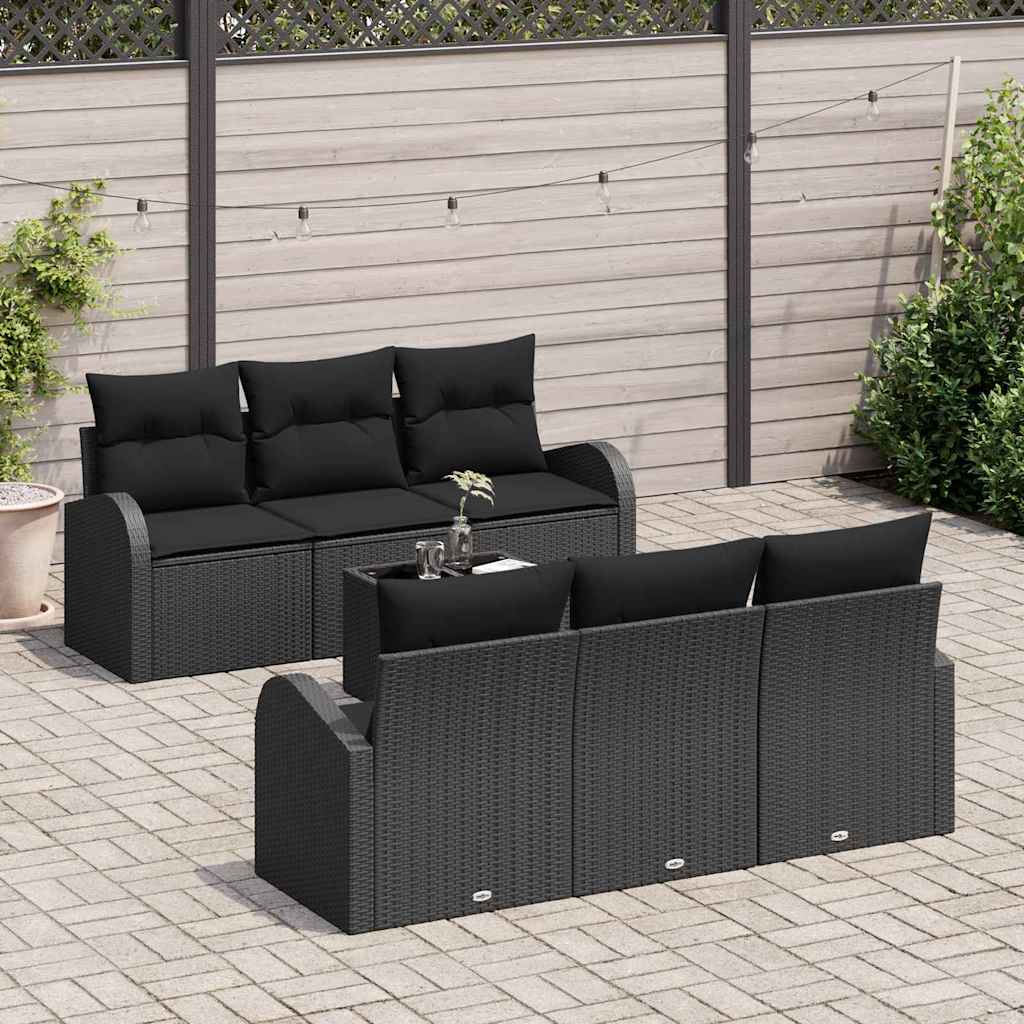 Gartensofa-set 7 stk. 6-Sitzanzahl Schwarz Poly-Rattan