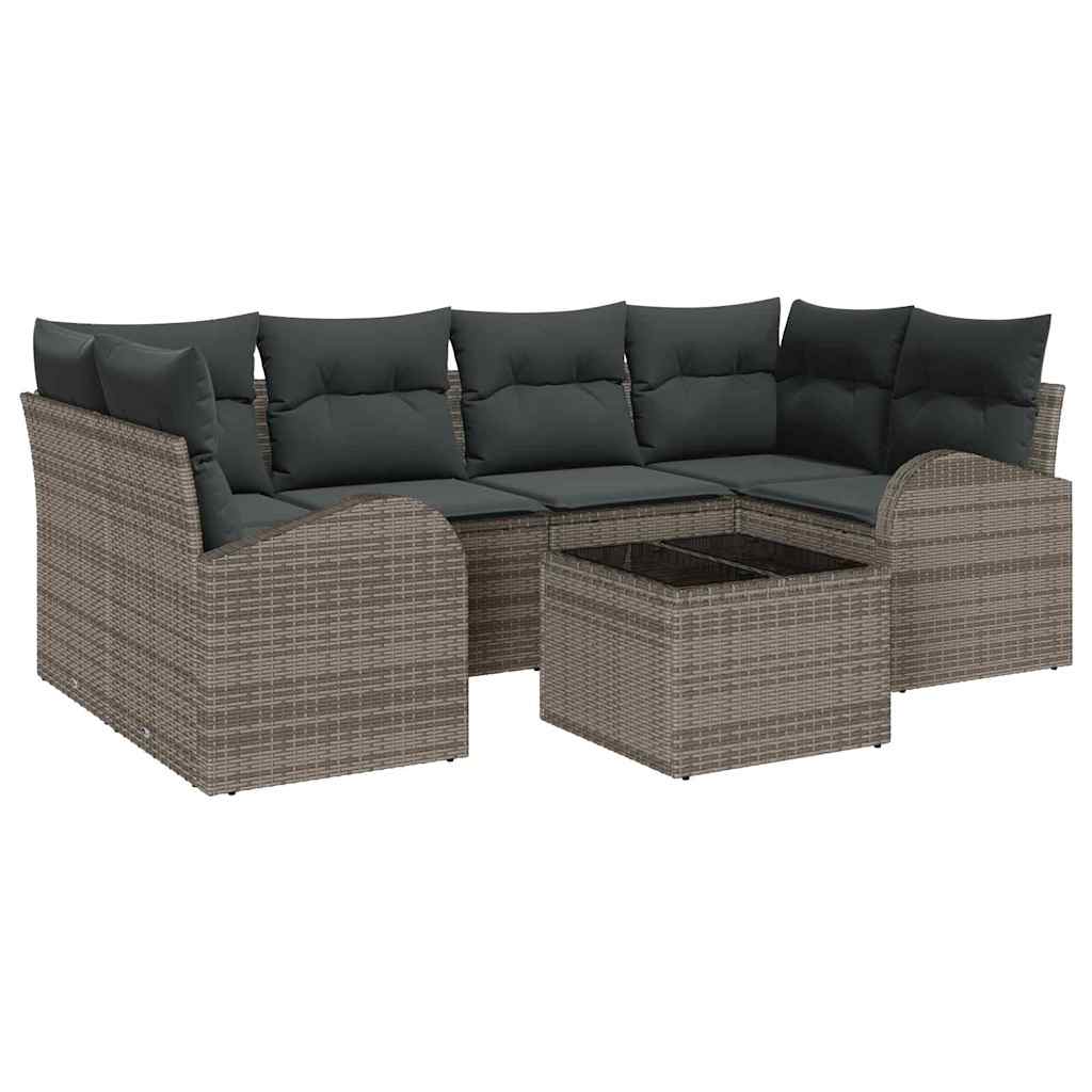 Gartensofa-set 7 stk. 6-Sitzanzahl Grau Poly-Rattan