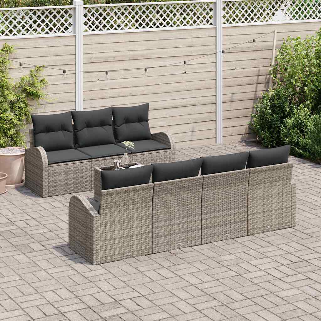 Gartensofa-set 8 Stk. 7-Sitzanzahl Grau Poly-Rattan