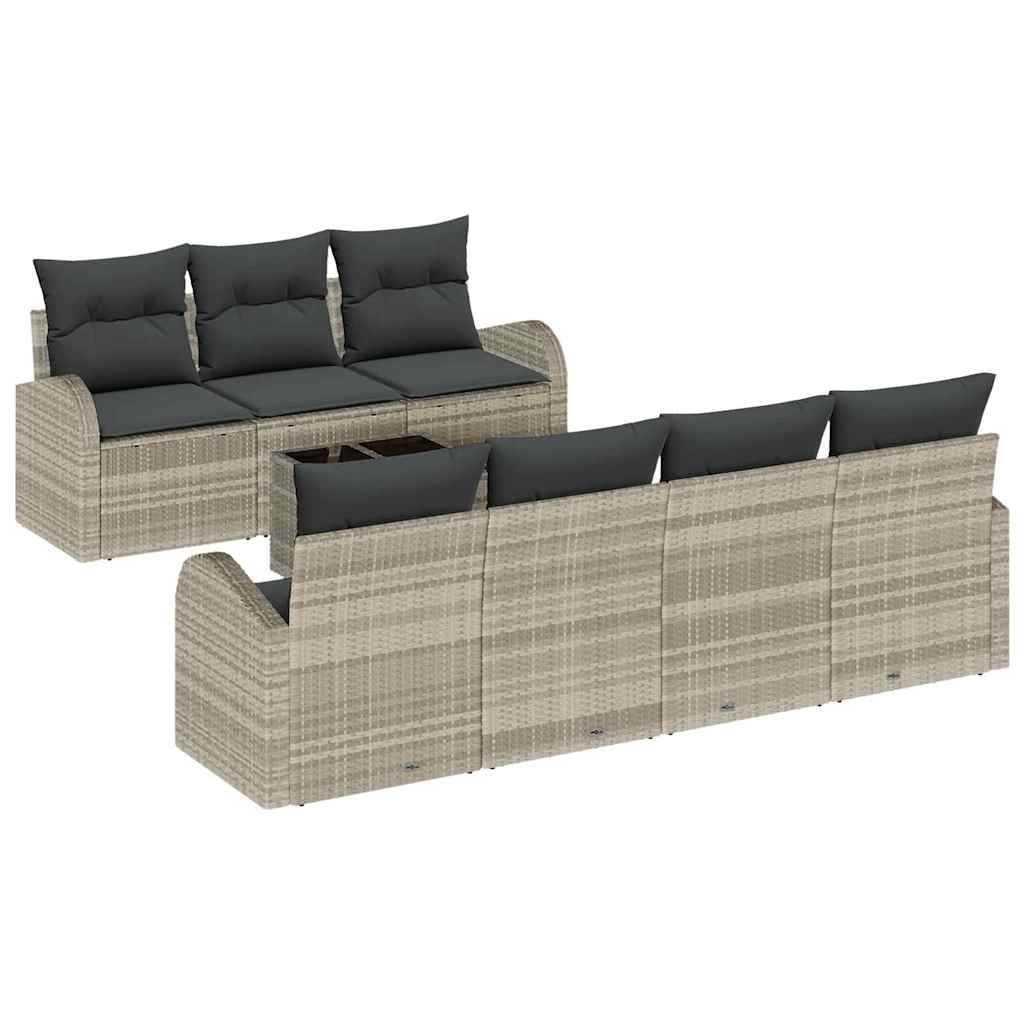 Gartensofa-set 8 Stk. 7-Sitzanzahl Hellgrau und Dunkelgrau