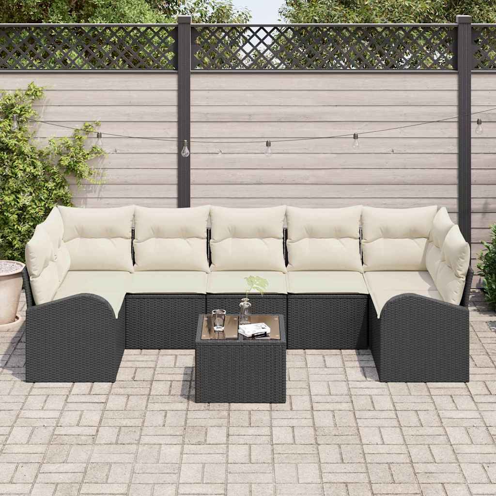 Gartensofa-set 8 stk. 7-Sitzanzahl Schwarz und Creme