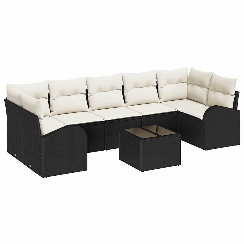 Gartensofa-set 8 stk. 7-Sitzanzahl Schwarz und Creme