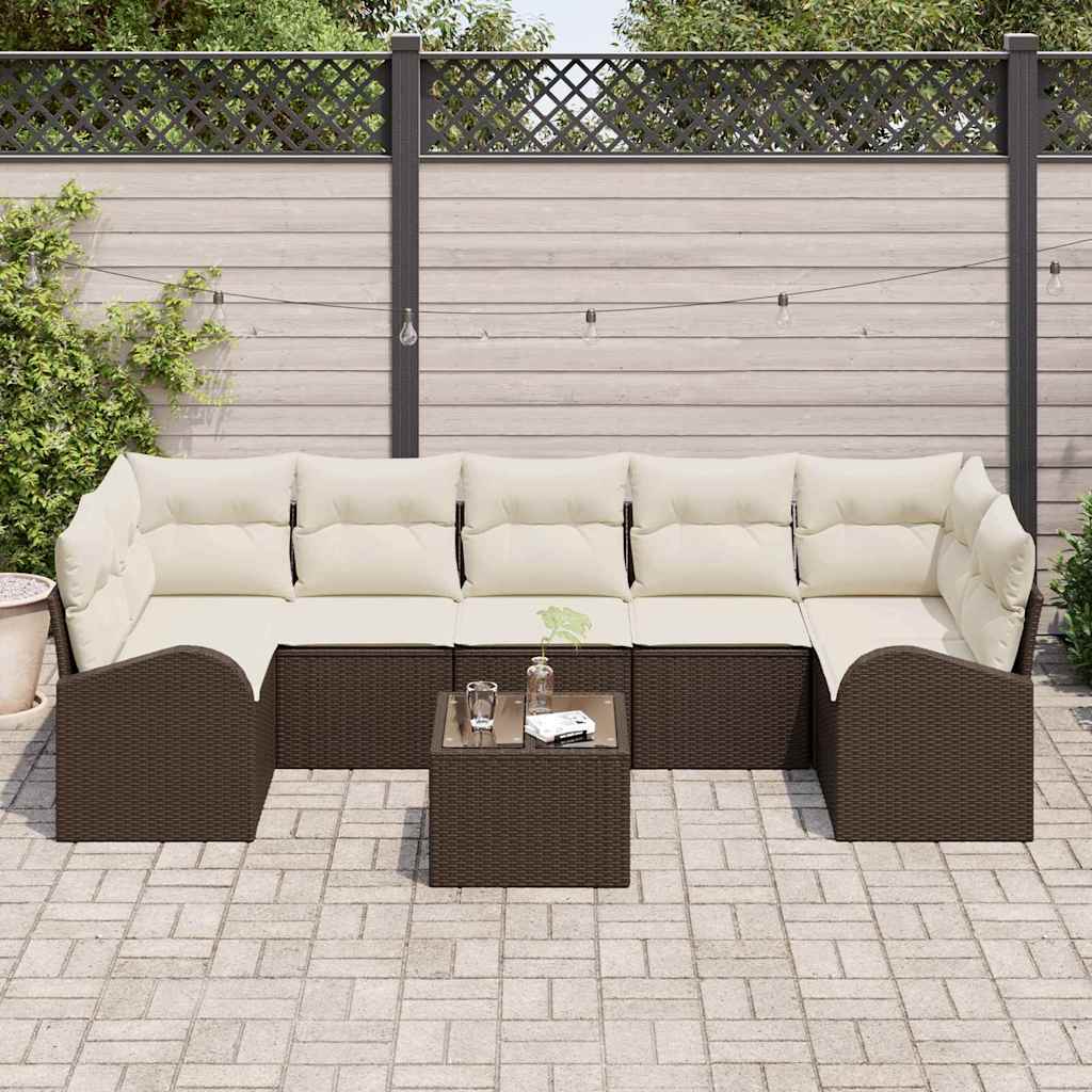 Gartensofa-set 8 pcs Braun und Creme 289 x 124 x 69 cm