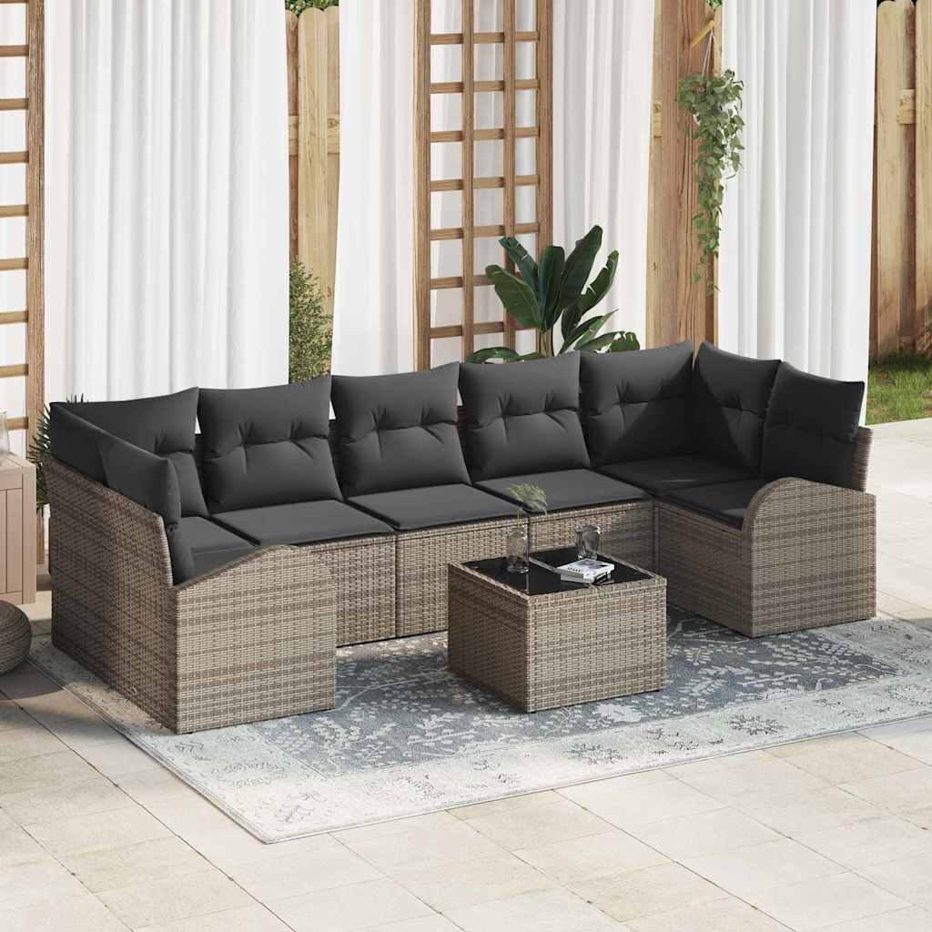 Gartensofa-set 8 stk. 7-Sitzanzahl Grau Poly-Rattan