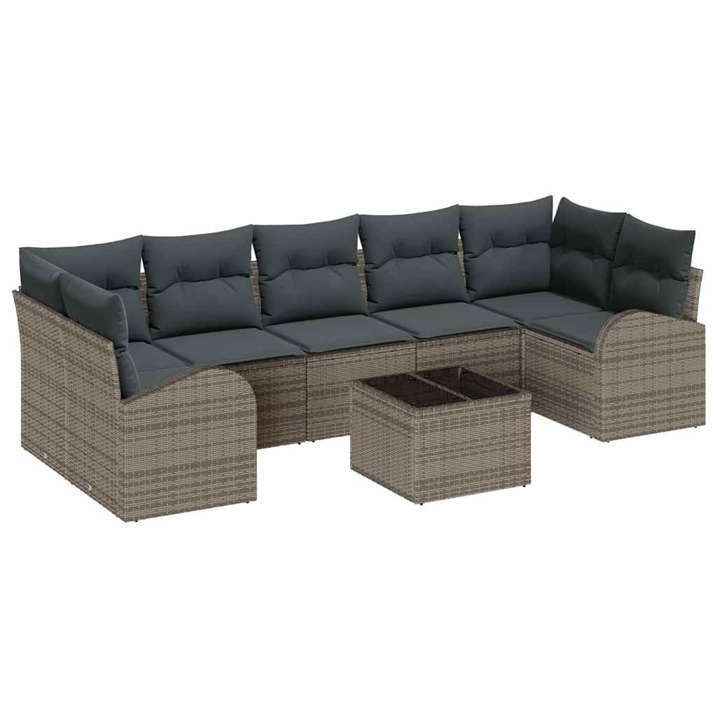 Gartensofa-set 8 stk. 7-Sitzanzahl Grau Poly-Rattan