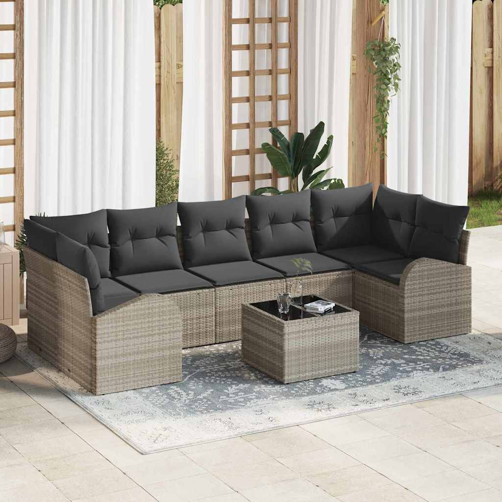 Gartensofa-set 8 pcs Hellgrau und Dunkelgrau 289 x 124 x 69 cm