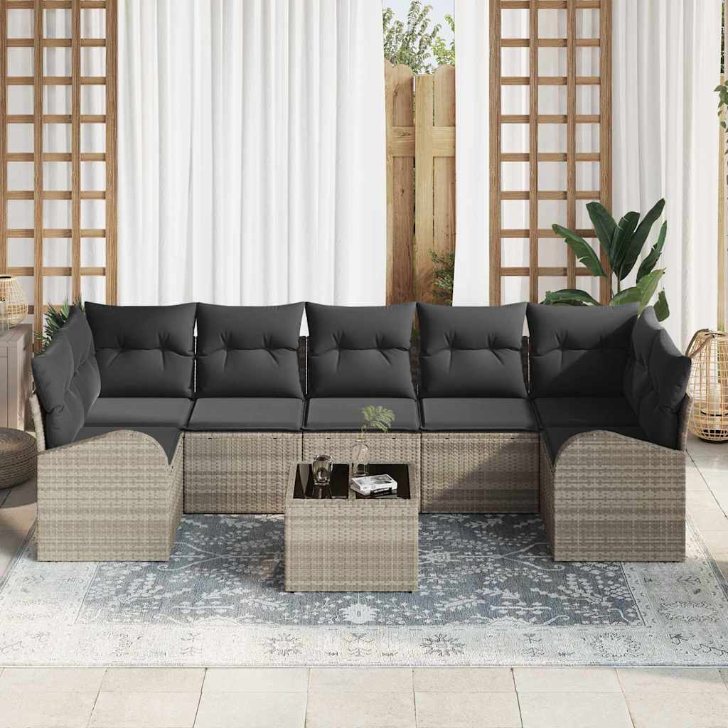 Gartensofa-set 8 pcs Hellgrau und Dunkelgrau 289 x 124 x 69 cm