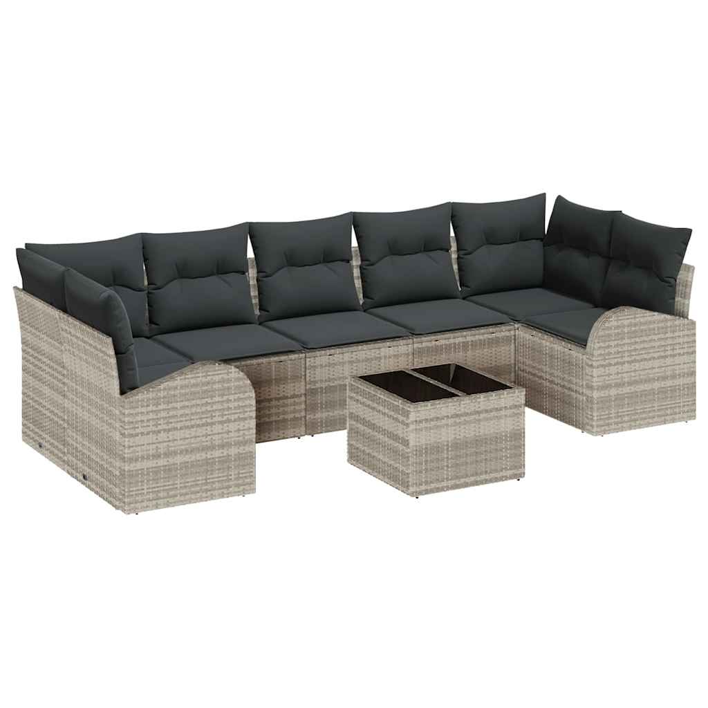 Gartensofa-set 8 stk. 7-Sitzanzahl Hellgrau und Dunkelgrau