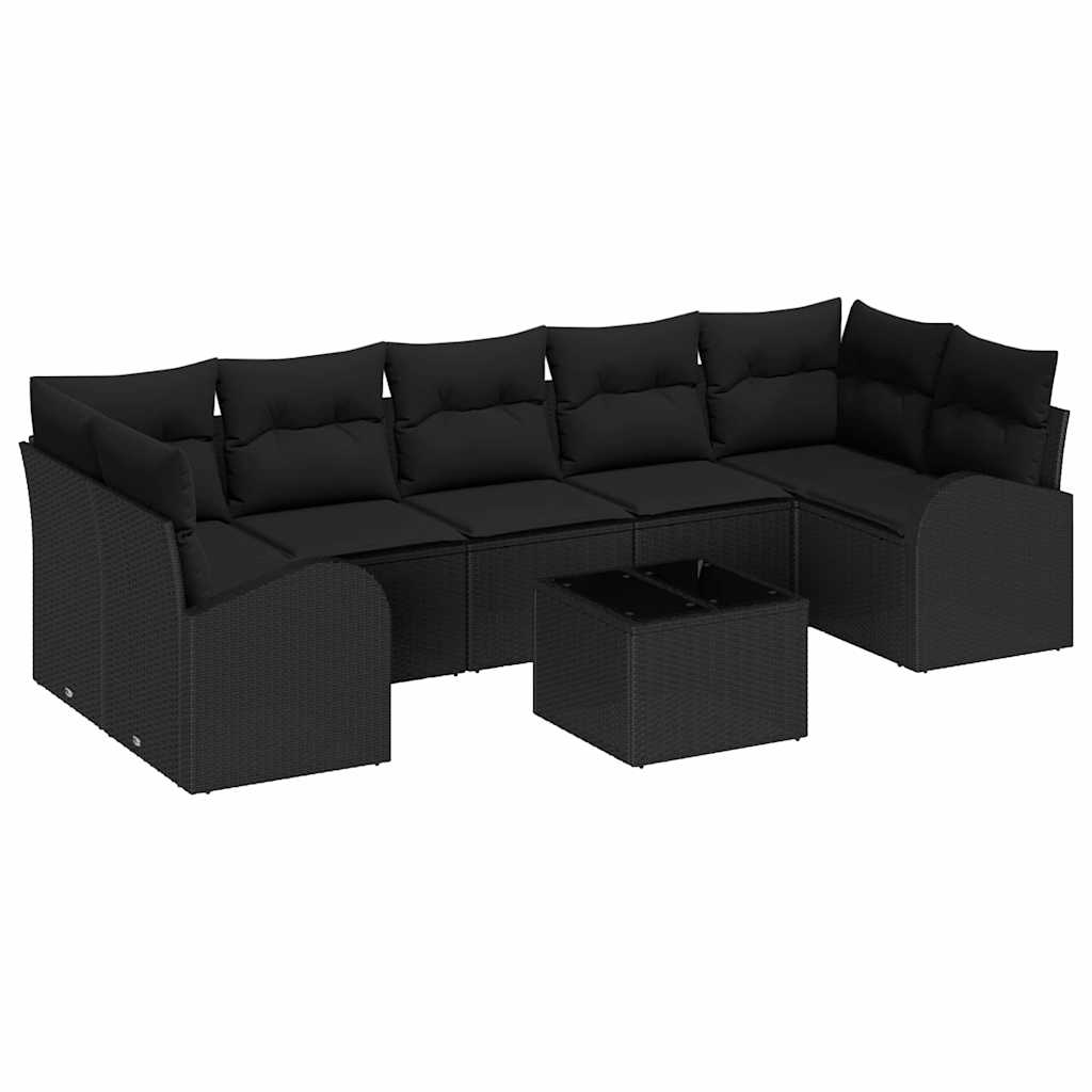Gartensofa-set 8 stk. 7-Sitzanzahl Schwarz Poly-Rattan