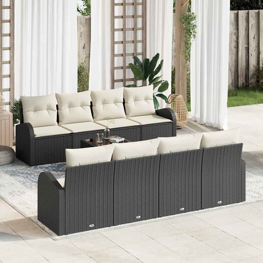 Gartensofa-set 9 stk. 8-Sitzanzahl Schwarz und Creme