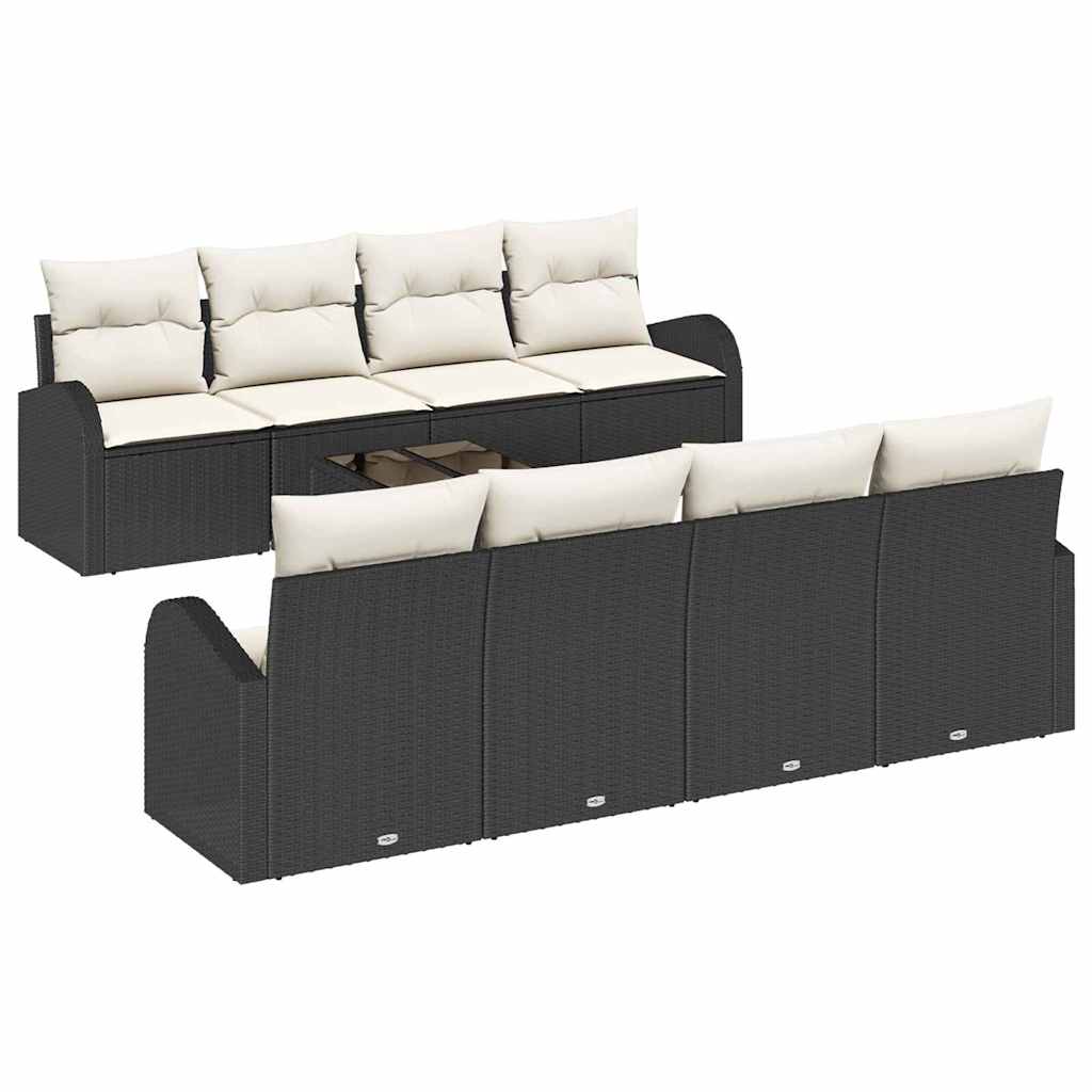 Gartensofa-set 9 stk. 8-Sitzanzahl Schwarz und Creme