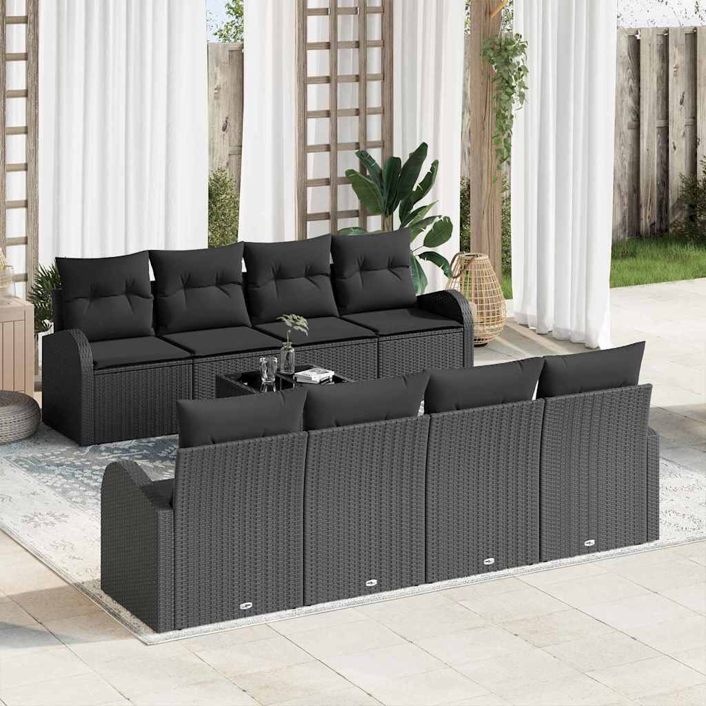 Gartensofa-set 9 stk. 8-Sitzanzahl Schwarz Poly-Rattan