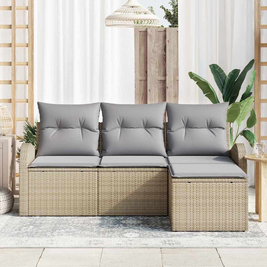 Sofa Set 4 stk. Beige und Hellgrau Poly-Rattan