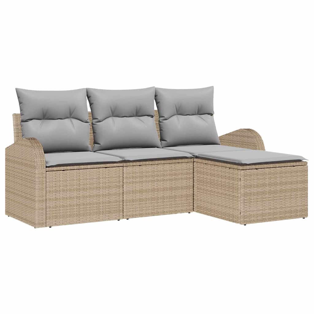 Sofa Set 4 stk. Beige und Hellgrau Poly-Rattan