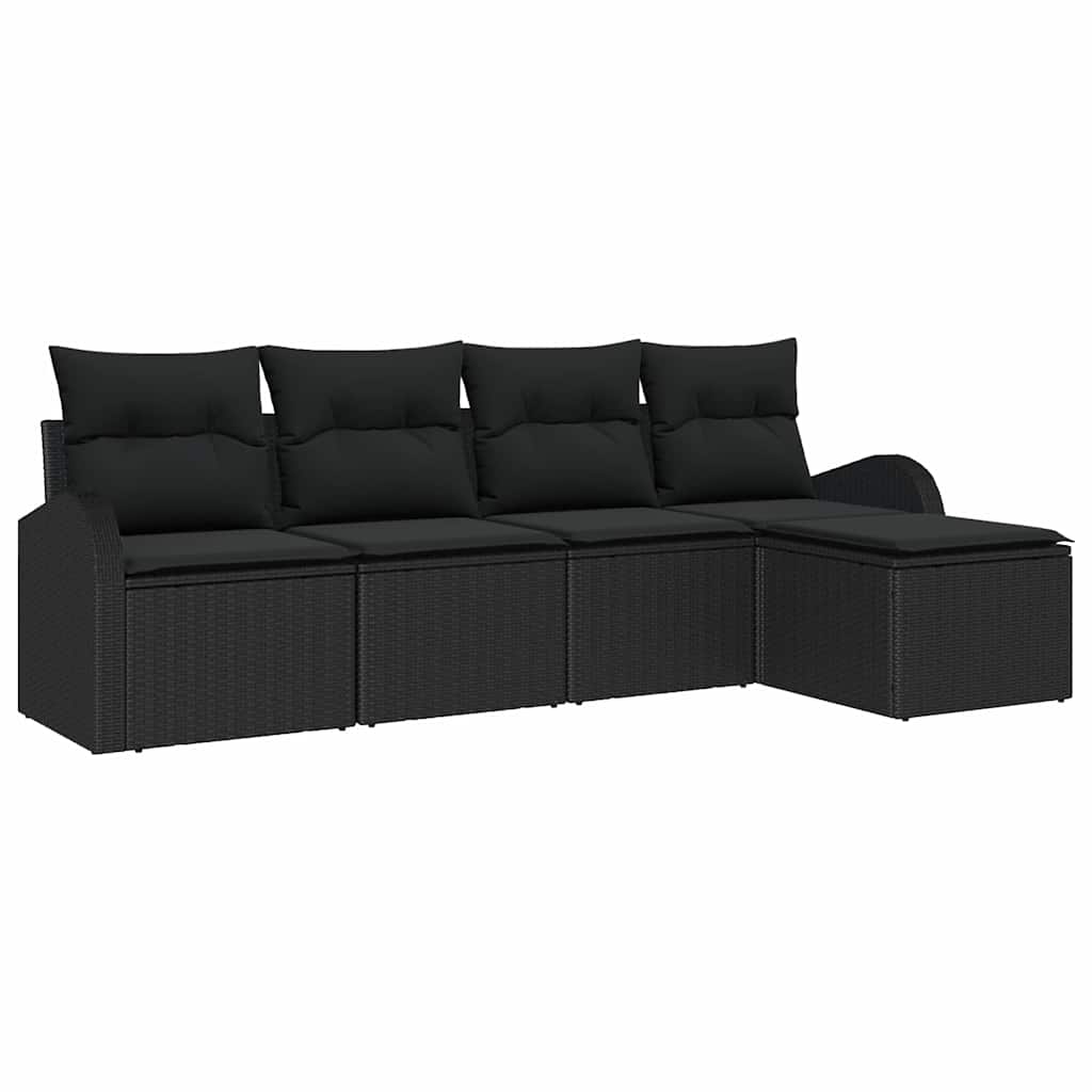 Sofa Set 5 stk. Schwarz Poly-Rattan