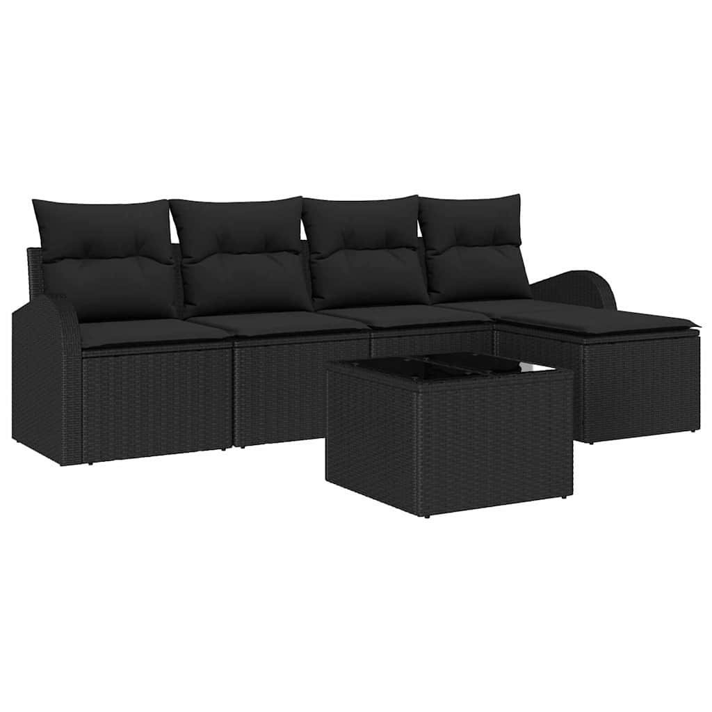 Sofa Set 6 stk. Schwarz Poly-Rattan